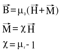 Formeln H.1: Magnetisierung M , relative Permeabilität µr und Suszeptibilität 